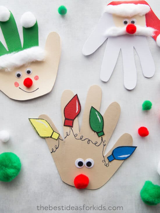 nopin="nopin" Reindeer, santa and elf christmas card for kids craft