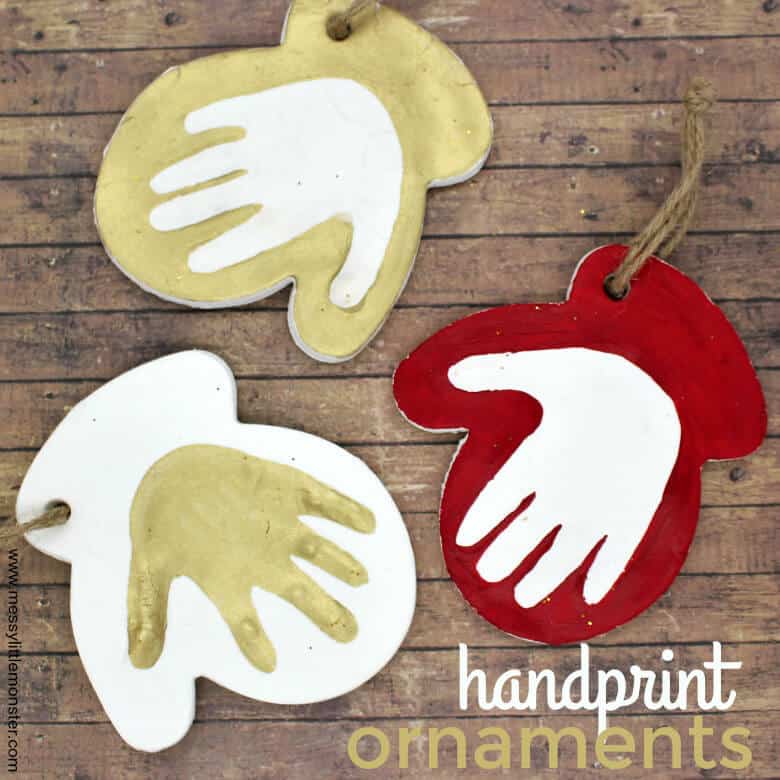 nopin="nopin" handprint ornaments made with homemade clay recipe for kids