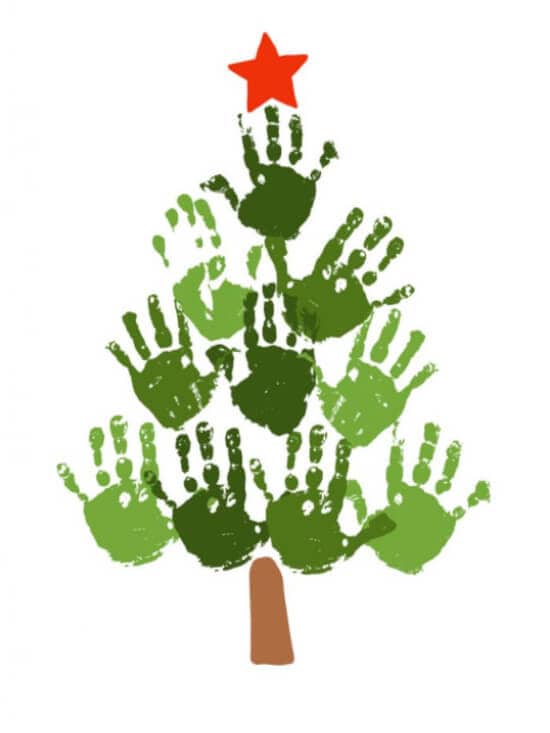 nopin="nopin" christmas tree featuring handprints craft idea for the whole family