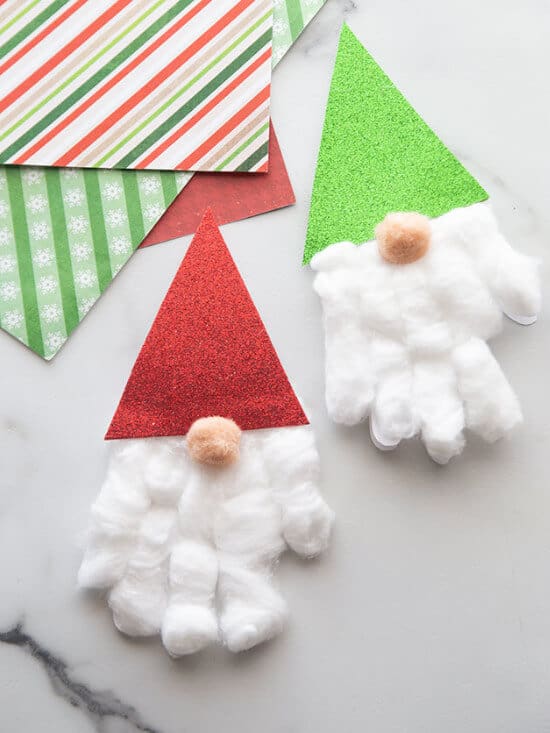 nopin="nopin" Christmas gnome handprint craft for kids