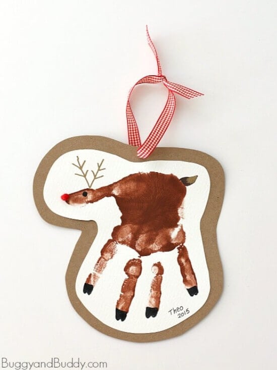 nopin="nopin" Handprint Reindeer Christmas Ornament