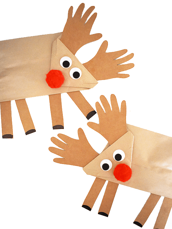 nopin="nopin" Easy Kids Paper Bag Reindeer Craft