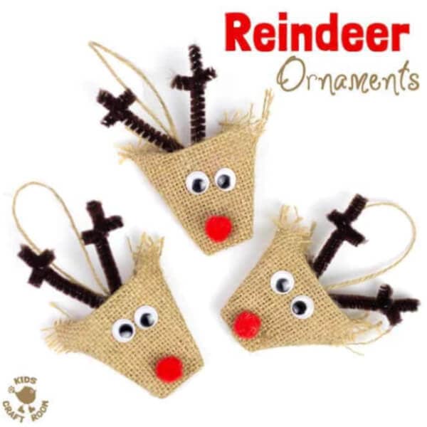 nopin="nopin" Reindeer ornament made with burlap