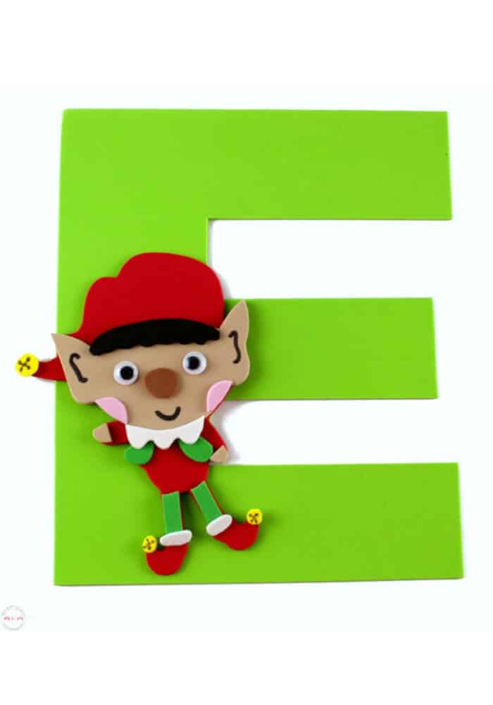 nopin="nopin" elf craft letter recognition for kids Christmas themed