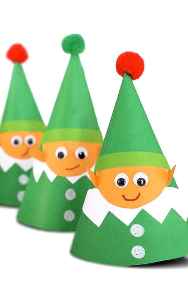 nopin="nopin" paper cone elf craft idea for kids
