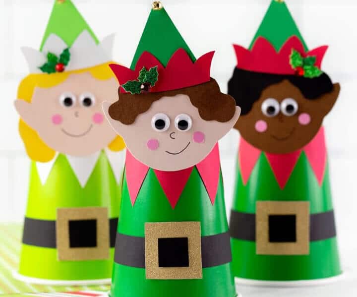 nopin="nopin" Elves craft for kids using paper cups