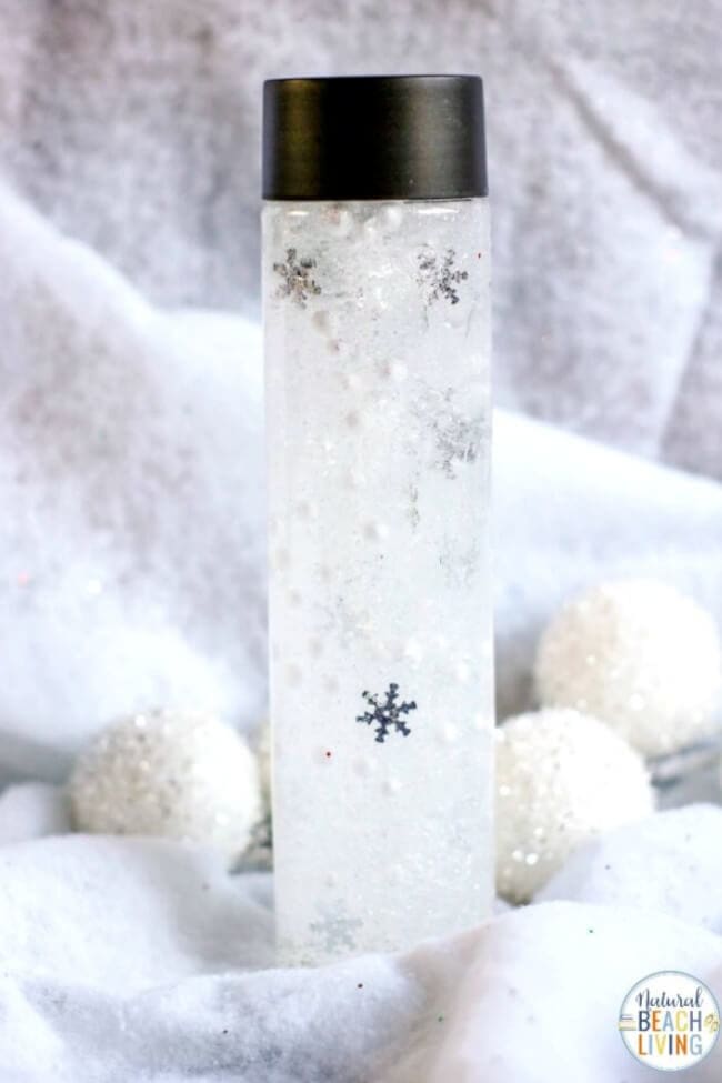 nopin="nopin" winter snow sensory bottle with glitter and sparkles