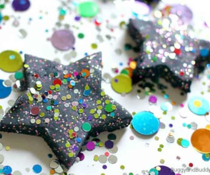 star shaped playdough craft for new year's celebration for kids