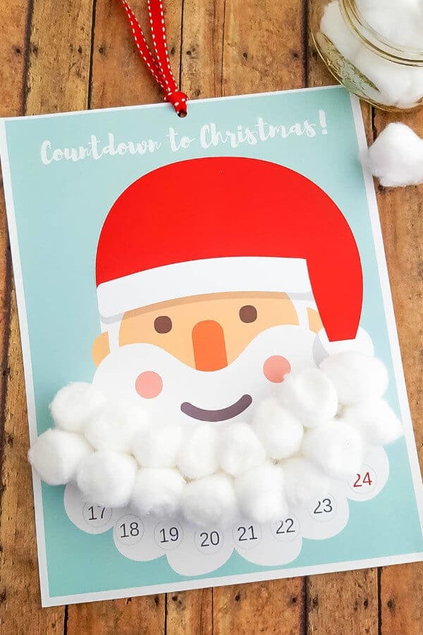 nopin="nopin" Advent calendar featuring santa beard and cotton balls