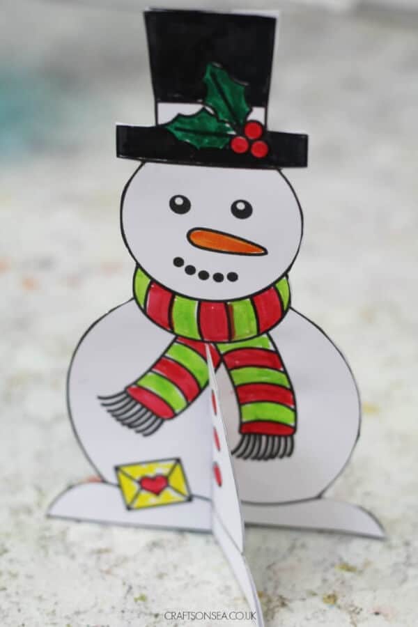 nopin="nopin" snowman card standing up against a white background