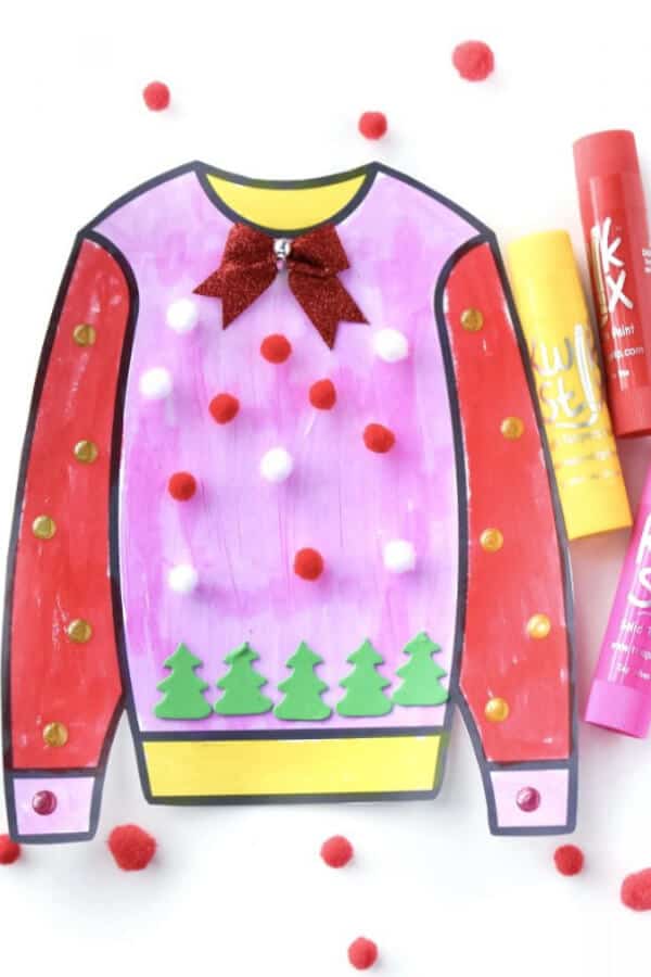 nopin="nopin" Ugly christmas sweater printable to color craft for kids