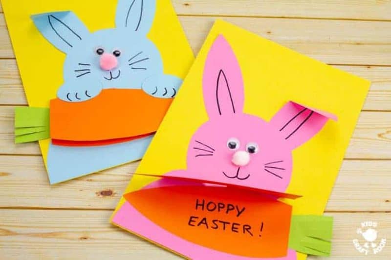 easter cards with bunnies nibbling on carrots