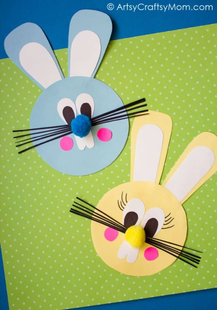 blue and yellow bunny paper crafts