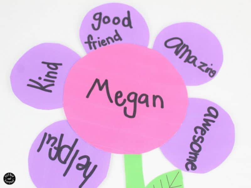 kindness flower with a nice word on each flower petal