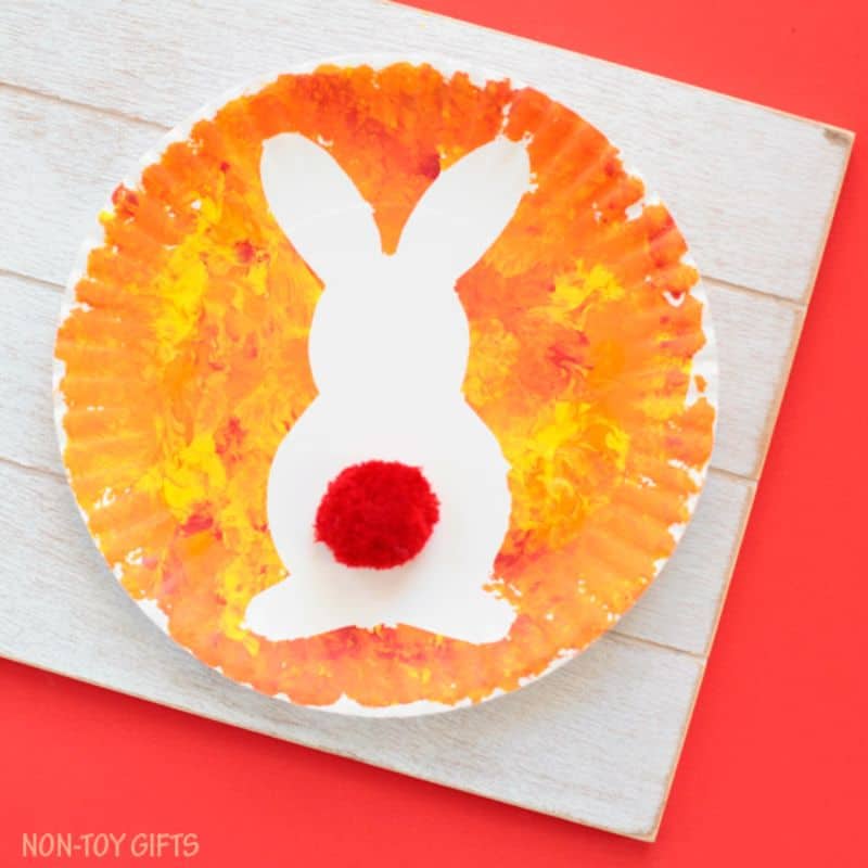 bunny silhouette on paper plate