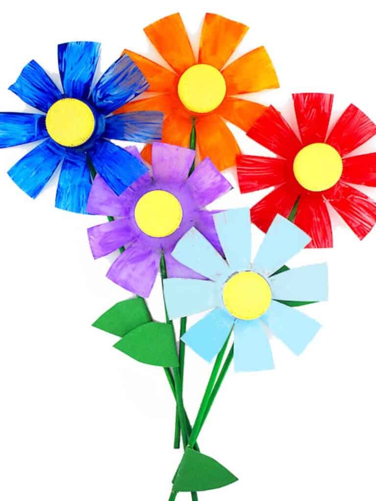 flowers made with recycled plastic bottles