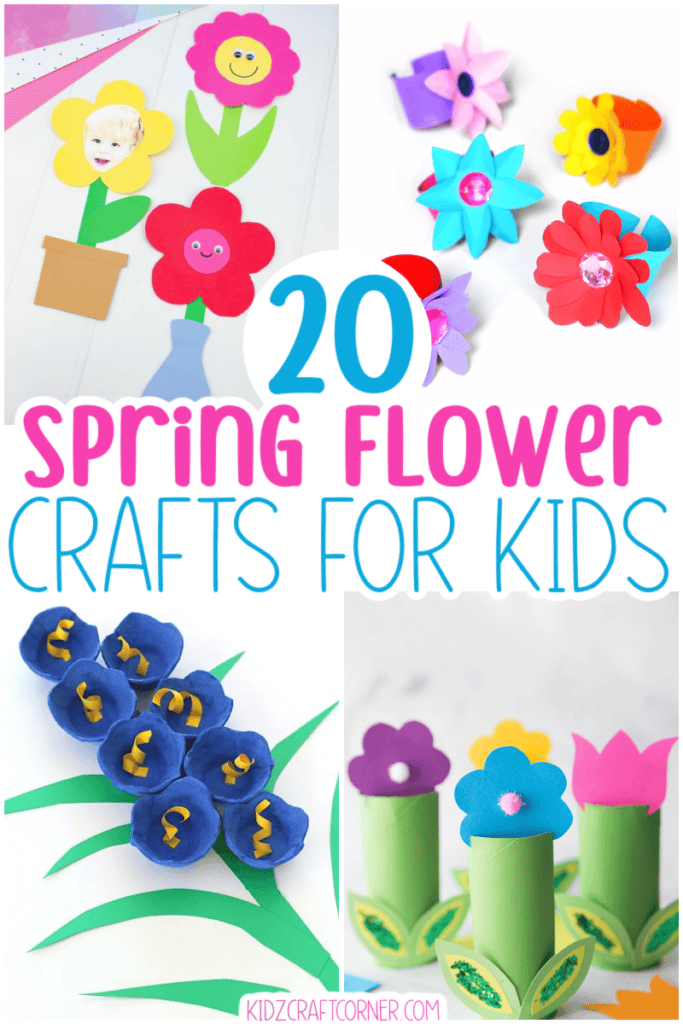 collage of paper flower crafts for spring