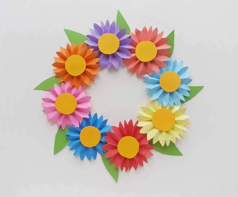 wreath of paper flowers