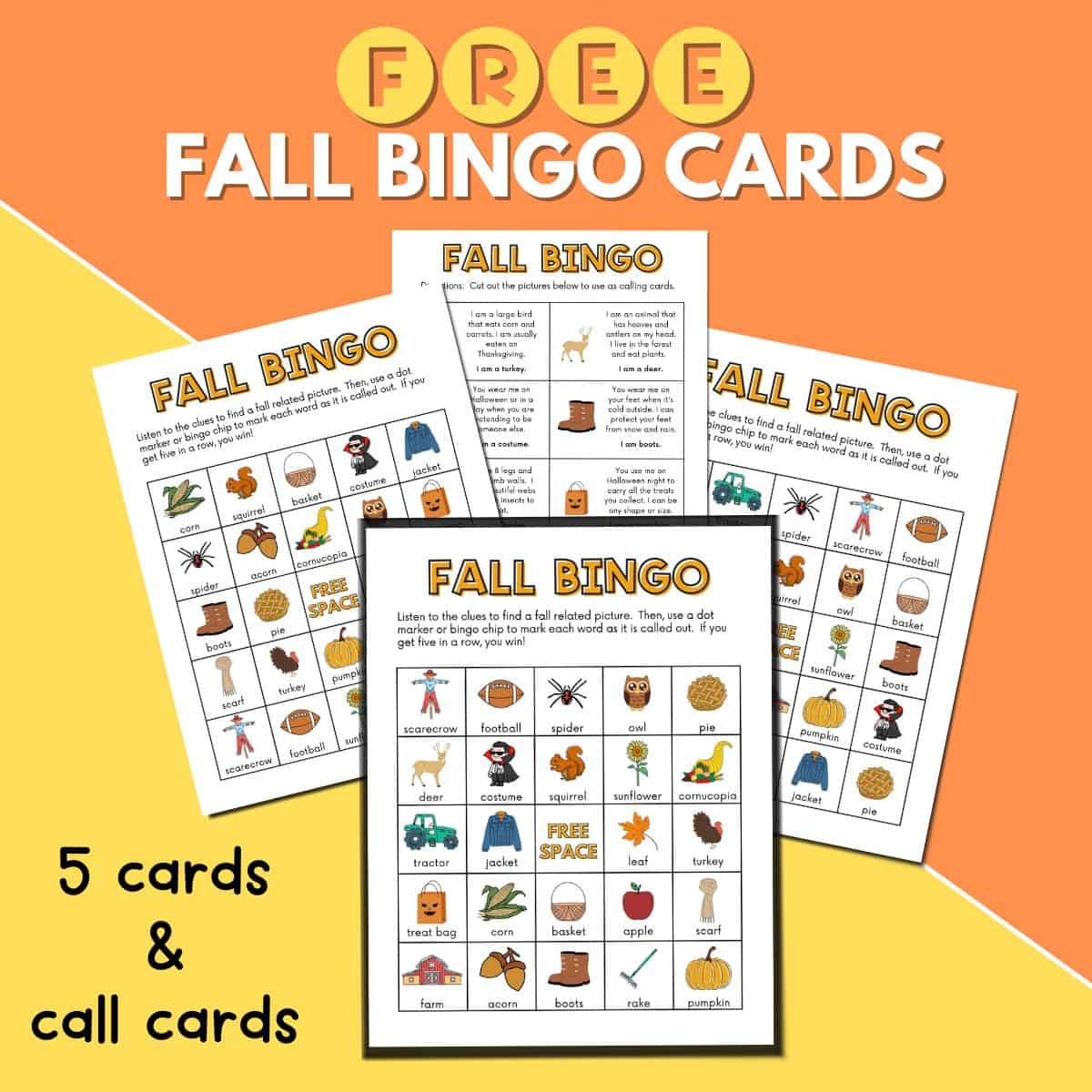 Free Fall Bingo Printables for Kids Kidz Craft Corner