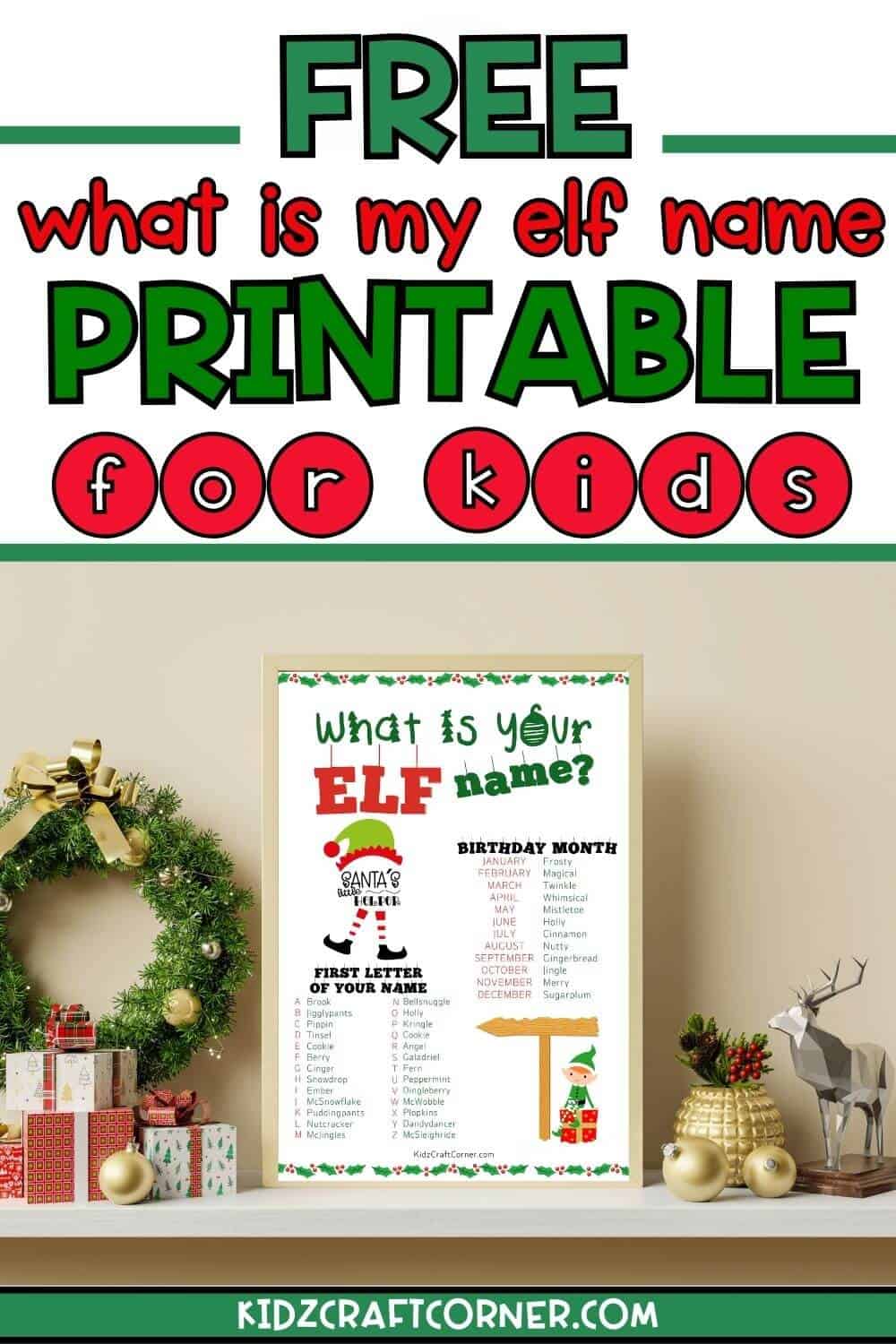 What is your Elf Name Game (FREE Printable) - Kidz Craft Corner