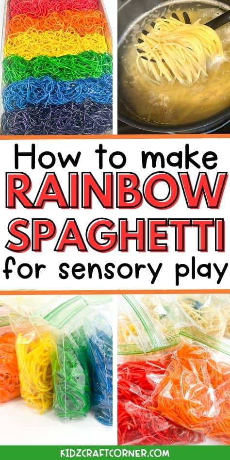 How to Make Rainbow Spaghetti for Sensory Play - Kidz Craft Corner