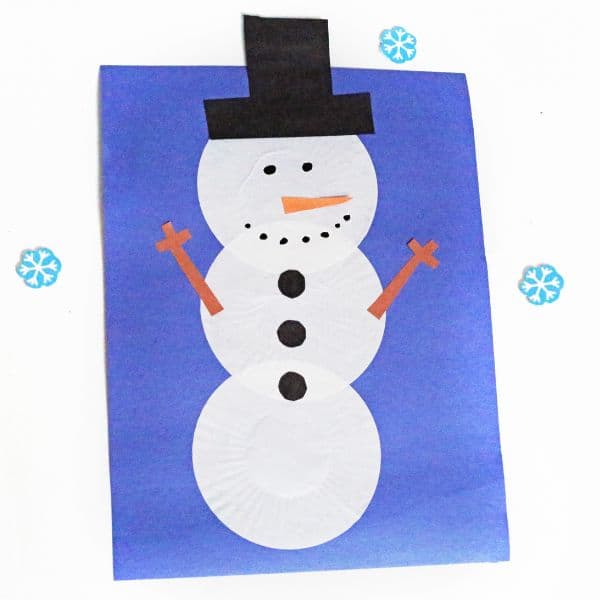 Easy Cupcake Liner Snowmen Craft for Kids